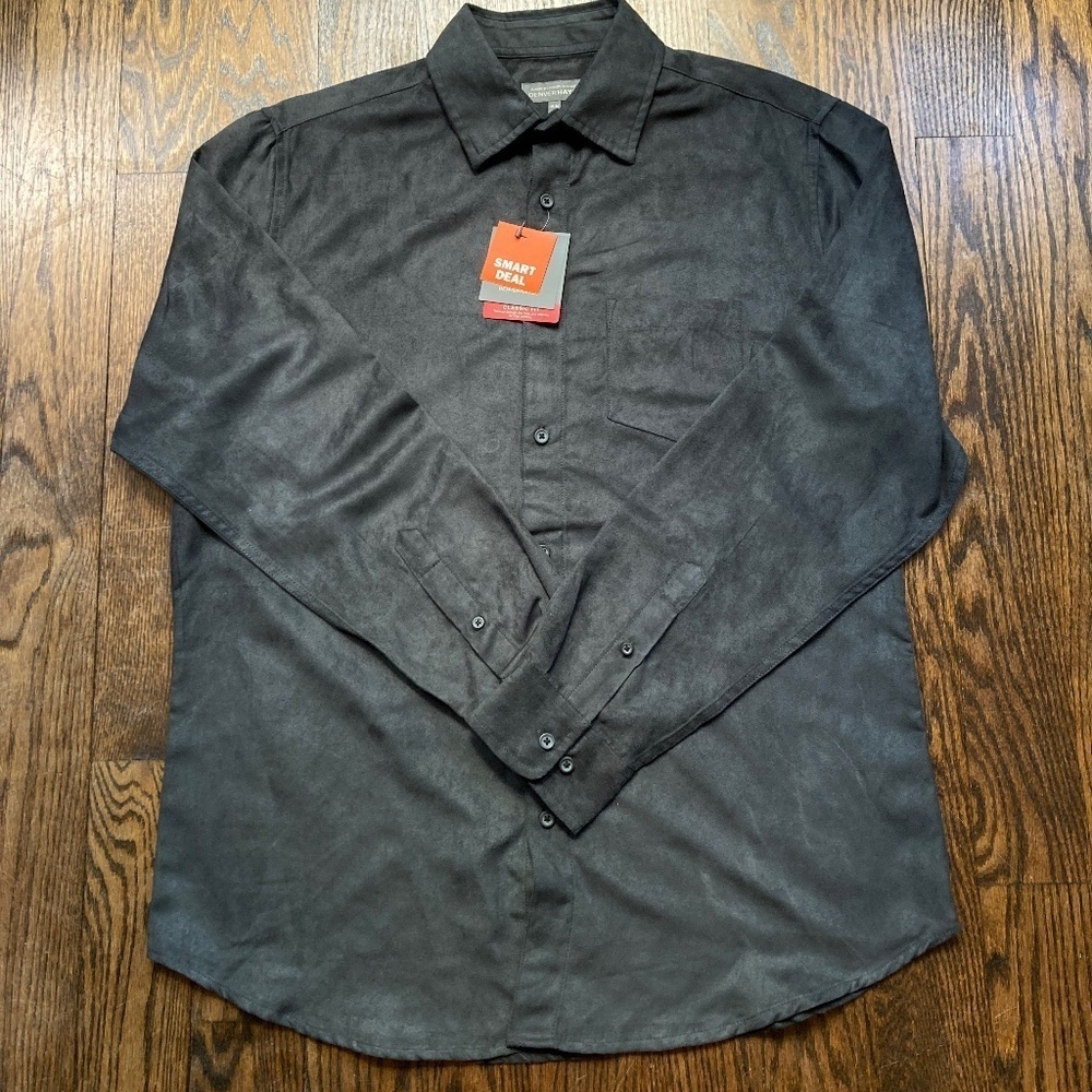 BNWT DENVER HAYES LUXE MENS FITTED DRESS SHIRT SIZE MEDIUM /CHARCOAL